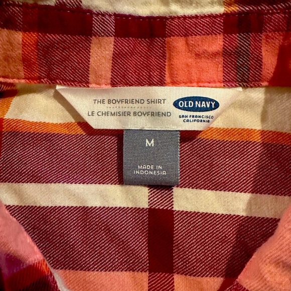 Old Navy Women’s Long Sleeve Button Down Boyfriend Plaid Shirt Size Medium - Picture 6 of 12